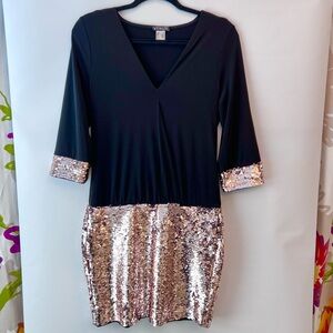VENUS Black and Gold Sequin Dress